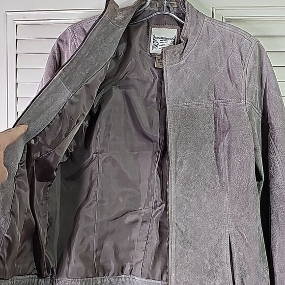 Suede Jacket by Ruff Hewn Gray Size Medium 2 Front Slit Pockets Zip Closure - Picture 6 of 6